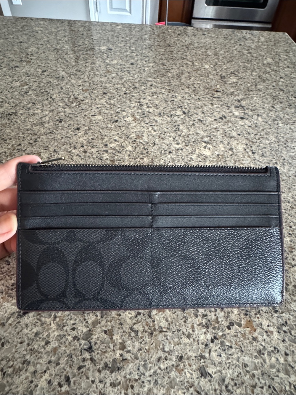 🖤Coach Black Signature Slim Zip Card Wallet 💳